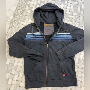 Aviator Nation 5 Stripe Hoodie - Charcoal // Blue Size Medium - used